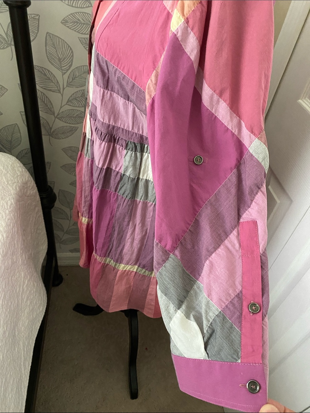 Burberry Brit Pink Nova Check Cotton Button Front Tunic Size XL - Picture 3 of 10